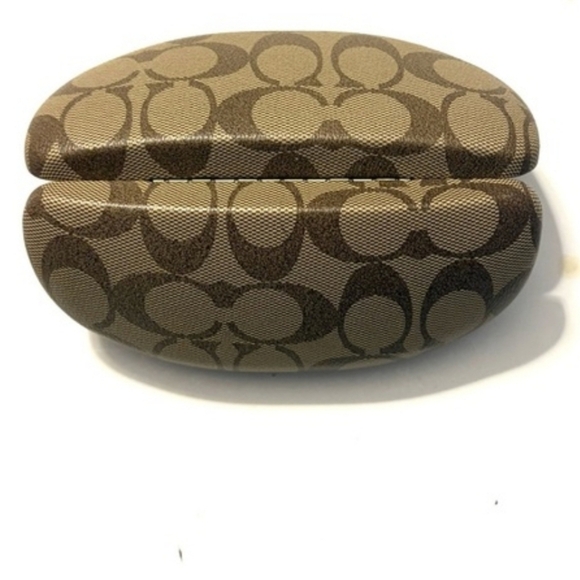 Coach Signature C Logo Hardshell Brown & Tan Clamshell Sunglass Eyeglass Case - Picture 5 of 5
